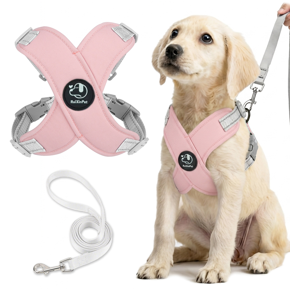 No Pull Dog Harness - Reflektierendes Hundegeschirr-Set mit Leine, weich, verstellbar,