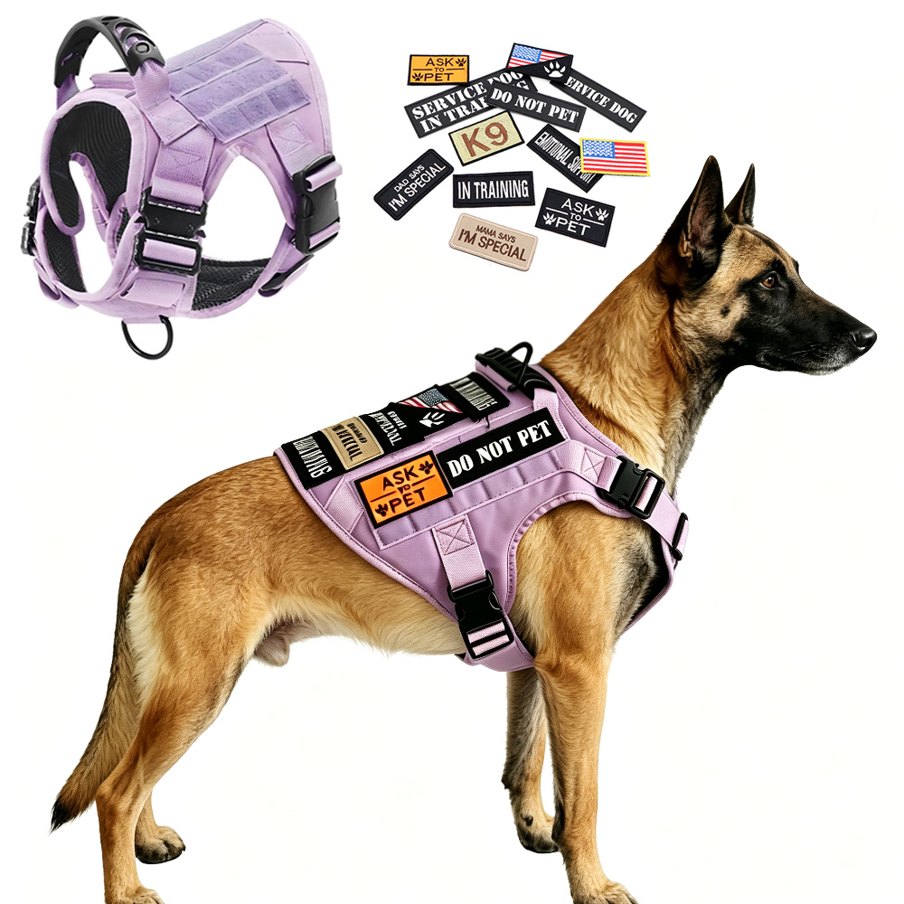 No Pull Dog Harness - Taktisches Hundegeschirr mit Aufnähern, kein Ziehen,