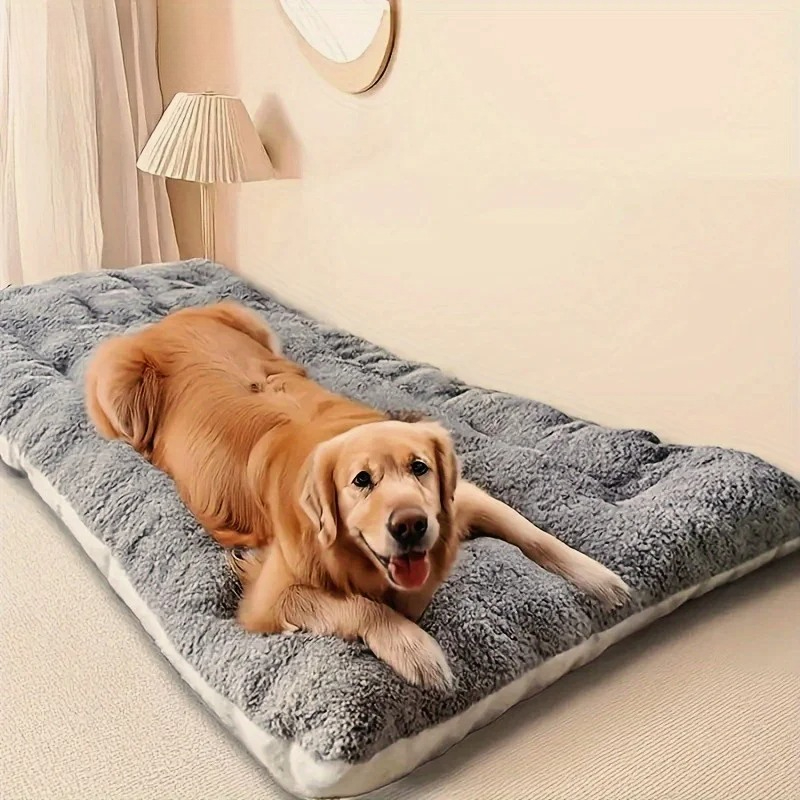 Calming Dog Bed - Großes Plüsch-Hundebett-Sofa, verdickte, superweiche Polyester-Haustiermatte, Hundekäfigmatte,